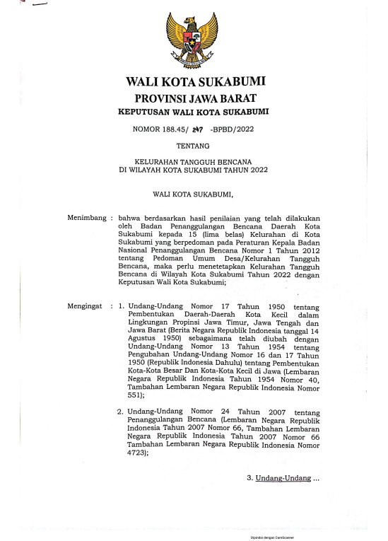 Kepwal Kelurahan Tangguh Bencana di Wilayah Kota Sukabumi Tahun 2022